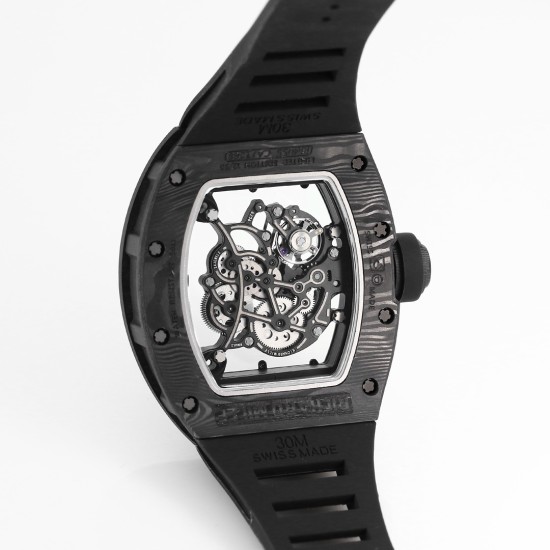 Richard Mille RM055 NTPT/RU 43mm Black Rehaut on Black Rubber Strap BBR V4 RMUL2 Super Clone