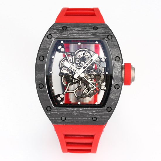 Richard Mille RM055 NTPT/RU 43mm Black Rehaut on Red Rubber Strap BBR V4 RMUL2 Super Clone