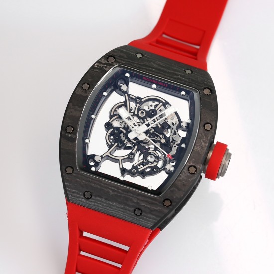 Richard Mille RM055 NTPT/RU 43mm Black Rehaut on Red Rubber Strap BBR V4 RMUL2 Super Clone