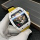 Richard Mille-RM88 Smiley 41mm White Ceramic Skeleton Dial on Yellow Nylon Strap RMF Tourb