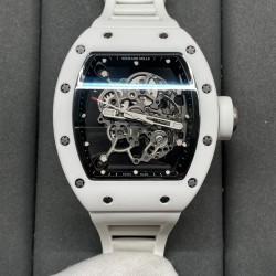 Richard Mille-RM055 43mm White Cer/RU Skeleton Dial BBR RMUL2 Super Clone