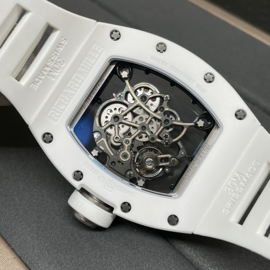 Richard Mille-RM055 43mm White Cer/RU Skeleton Dial BBR RMUL2 Super Clone