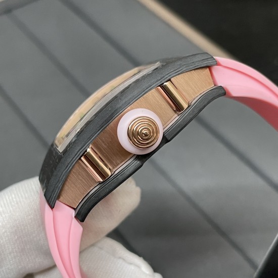 Richard Mille-RM07-01 32mm Ladies Candy Black Carbon / Rose Gold Case Skeleton Dial Automaic