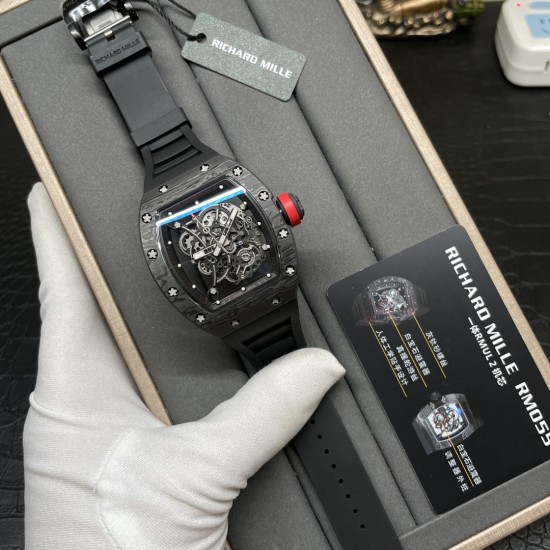 Richard Mille RM055 NTPT/RU 43mm Black Rehaut on Black Rubber Strap BBR V4 RMUL2 Super Clone