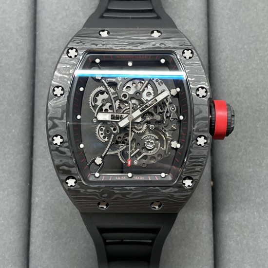 Richard Mille RM055 NTPT/RU 43mm Black Rehaut on Black Rubber Strap BBR V4 RMUL2 Super Clone