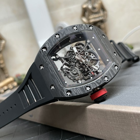 Richard Mille RM055 NTPT/RU 43mm Black Rehaut on Black Rubber Strap BBR V4 RMUL2 Super Clone