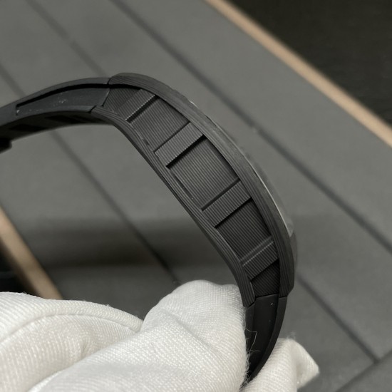 Richard Mille RM055 NTPT/RU 43mm Black Rehaut on Black Rubber Strap BBR V4 RMUL2 Super Clone