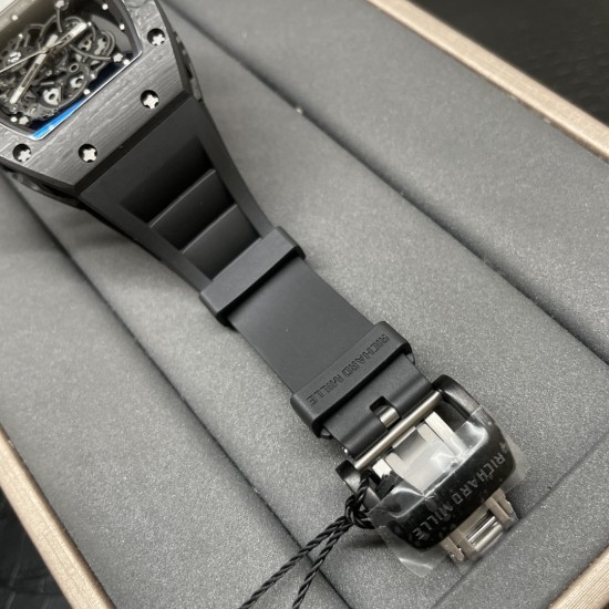 Richard Mille RM055 NTPT/RU 43mm Black Rehaut on Black Rubber Strap BBR V4 RMUL2 Super Clone