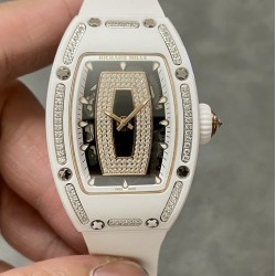 Richard Mille-RM07-01 Ladies 31.5mm Black Diamonds Dial on White Rubber Strap BBA CRMA2