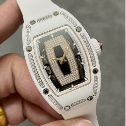 Richard Mille-RM07-01 Ladies 31.5mm Black Diamonds Dial on White Rubber Strap BBA CRMA2