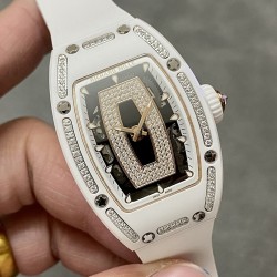 Richard Mille-RM07-01 Ladies 31.5mm Black Diamonds Dial on White Rubber Strap BBA CRMA2