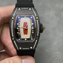 Richard Mille-RM07-01 Ladies 32mm Red Diamonds Dial on Black Rubber Strap ZF CRMA2