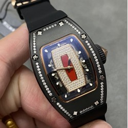 Richard Mille-RM07-01 Ladies 32mm Red Diamonds Dial on Black Rubber Strap ZF CRMA2
