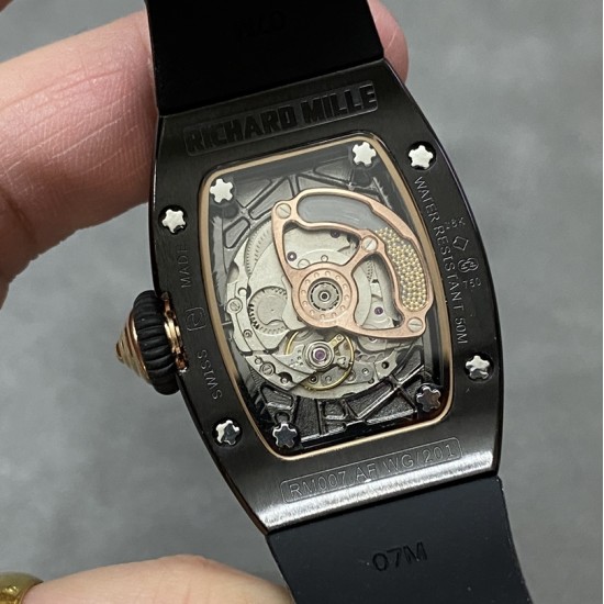 Richard Mille-RM07-01 Ladies 32mm Red Diamonds Dial on Black Rubber Strap ZF CRMA2