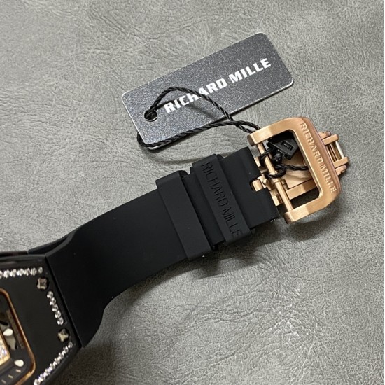 Richard Mille-RM07-01 Ladies 32mm Red Diamonds Dial on Black Rubber Strap ZF CRMA2
