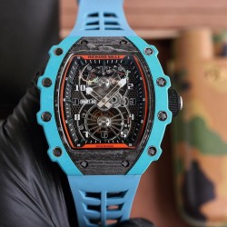 Richard Mille - RM21-02 40mm Carbon Case On Light Blue Rubber Strap V2 Tourbillon