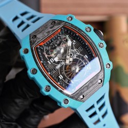 Richard Mille - RM21-02 40mm Carbon Case On Light Blue Rubber Strap V2 Tourbillon