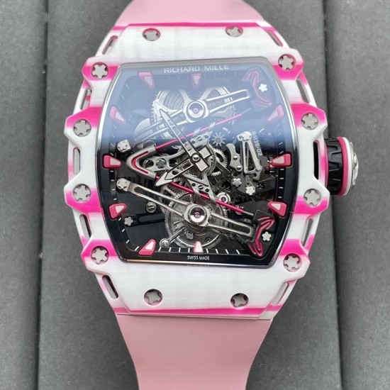 Richard Mille - RM38-02 43.7mm Bubba Watson Carbon With Pink Rubber Strap Tourbillon 