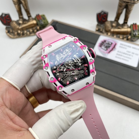 Richard Mille - RM38-02 43.7mm Bubba Watson Carbon With Pink Rubber Strap Tourbillon 