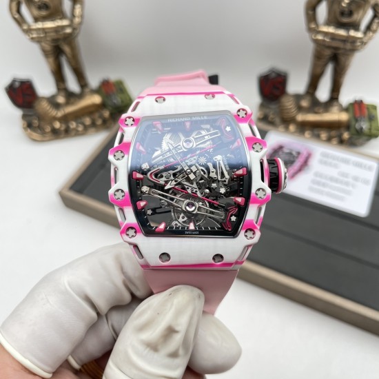 Richard Mille - RM38-02 43.7mm Bubba Watson Carbon With Pink Rubber Strap Tourbillon 