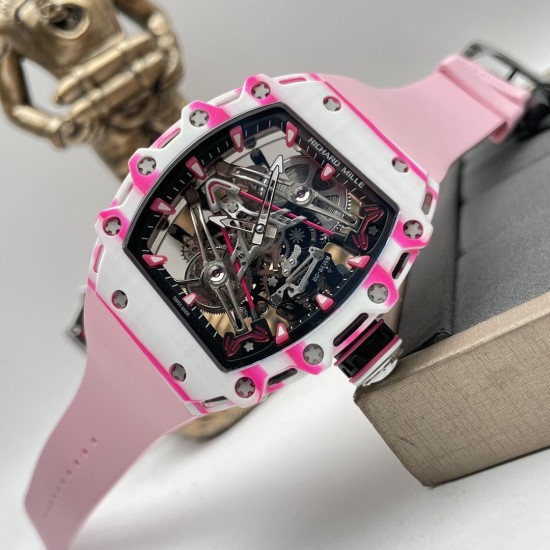 Richard Mille - RM38-02 43.7mm Bubba Watson Carbon With Pink Rubber Strap Tourbillon 