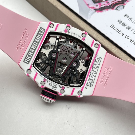 Richard Mille - RM38-02 43.7mm Bubba Watson Carbon With Pink Rubber Strap Tourbillon 