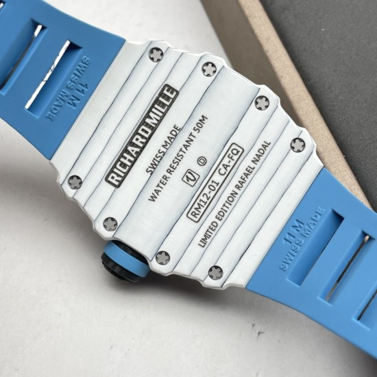 Richar Mille - RM12-01 42mm Real Tourbillon RMF Best Edition Skeleton Dial on Blue Rubber Strap