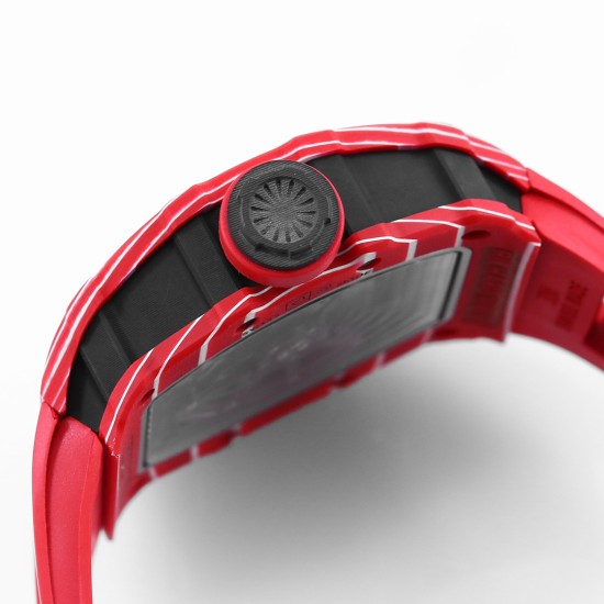 Richard Mille - RM35-02 RAFAEL NADAL 43mm NTPT Carbon Case Skeleton Dial With Red Rubber Strap BBR Clone RMAL1