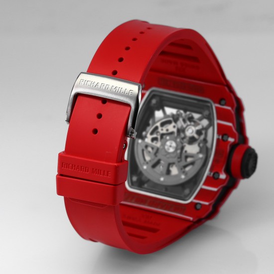 Richard Mille - RM35-02 RAFAEL NADAL 43mm NTPT Carbon Case Skeleton Dial With Red Rubber Strap BBR Clone RMAL1