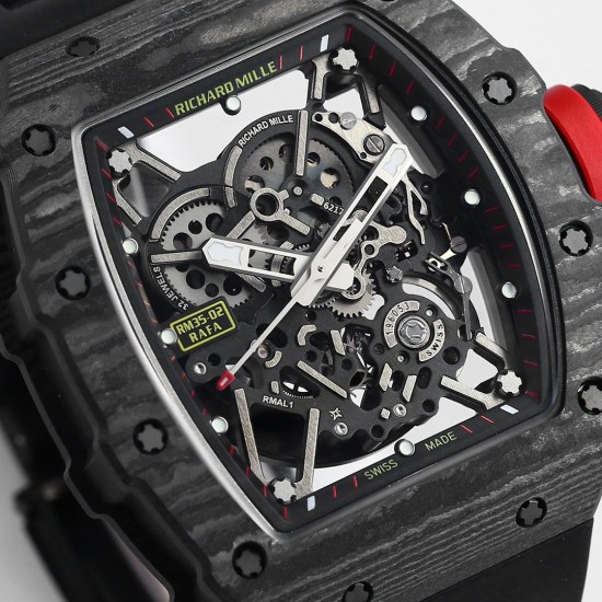 Richard Mille - RM35-02 RAFAEL NADAL 44.5mm Skeleton NTPT Dial on Black Strap BBR RMAL1 Super Clone