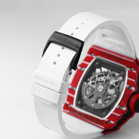 Richard Mille - RM35-02 RAFAEL NADAL 43mm NTPT Carbon Case Skeleton Dial With White Rubber Strap BBR  RMAL1 Clone Super