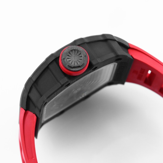 Richard Mille - RM35-02 RAFAEL NADAL 44.5mm NTPT Carbon Skeleton Dial on Red Strap BBR RMAL1 Super Clone