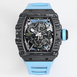 Richard Mille - RM35-02 RAFAEL NADAL 44.5mm NTPT Carbon Skeleton Dial on Blue Strap BBR RMAL1 Super Clone