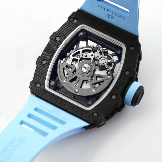Richard Mille - RM35-02 RAFAEL NADAL 44.5mm NTPT Carbon Skeleton Dial on Blue Strap BBR RMAL1 Super Clone