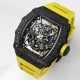 Richard Mille - RM35-02 RAFAEL NADAL 44.5mm NTPT Carbon Skeleton Dial on Yellow Strap BBR RMAL1 Super Clone