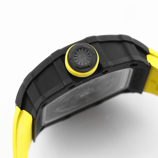 Richard Mille - RM35-02 RAFAEL NADAL 44.5mm NTPT Carbon Skeleton Dial on Yellow Strap BBR RMAL1 Super Clone