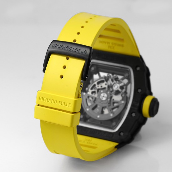 Richard Mille - RM35-02 RAFAEL NADAL 44.5mm NTPT Carbon Skeleton Dial on Yellow Strap BBR RMAL1 Super Clone