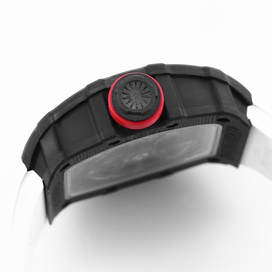 Richard Mille - RM35-02 RAFAEL NADAL 44.5mm NTPT Carbon Skeleton Dial on White Strap BBR RMAL1 Super Clone