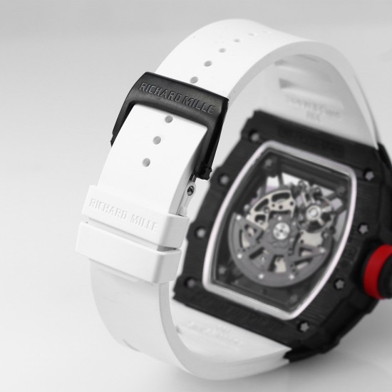 Richard Mille - RM35-02 RAFAEL NADAL 44.5mm NTPT Carbon Skeleton Dial on White Strap BBR RMAL1 Super Clone
