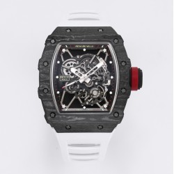 Richard Mille - RM35-01 44.5mm Skeleton NTPT Dial on White Strap BBR RMUL3 Super Clone