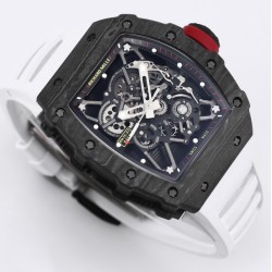 Richard Mille - RM35-01 44.5mm Skeleton NTPT Dial on White Strap BBR RMUL3 Super Clone