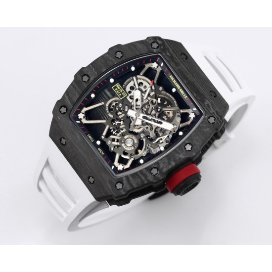 Richard Mille - RM35-01 44.5mm Skeleton NTPT Dial on White Strap BBR RMUL3 Super Clone