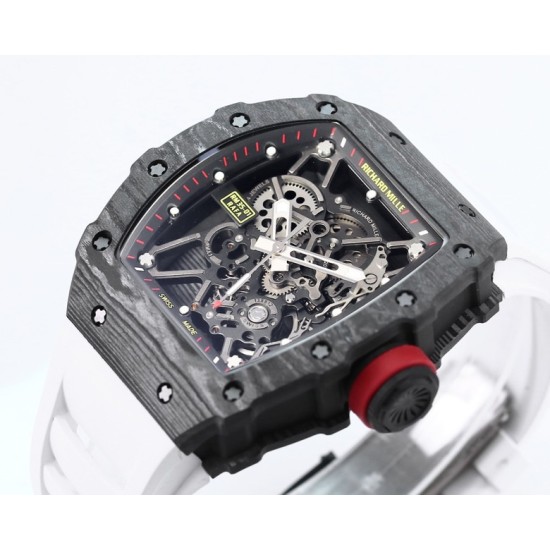 Richard Mille - RM35-01 44.5mm Skeleton NTPT Dial on White Strap BBR RMUL3 Super Clone
