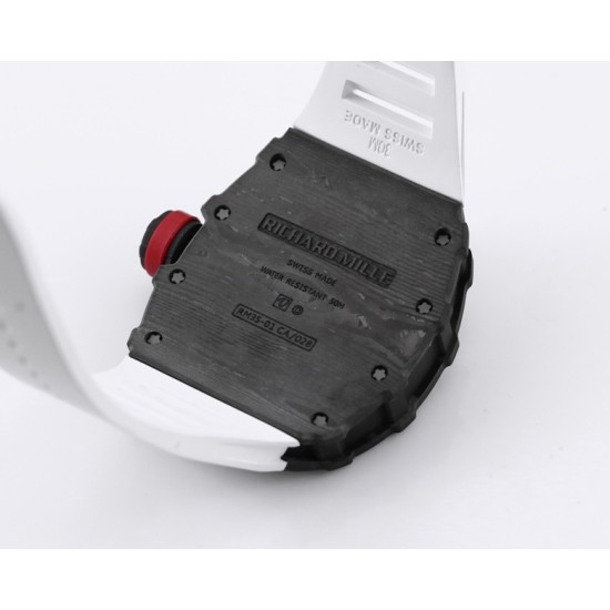 Richard Mille - RM35-01 44.5mm Skeleton NTPT Dial on White Strap BBR RMUL3 Super Clone