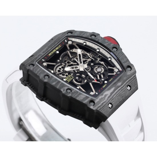 Richard Mille - RM35-01 44.5mm Skeleton NTPT Dial on White Strap BBR RMUL3 Super Clone