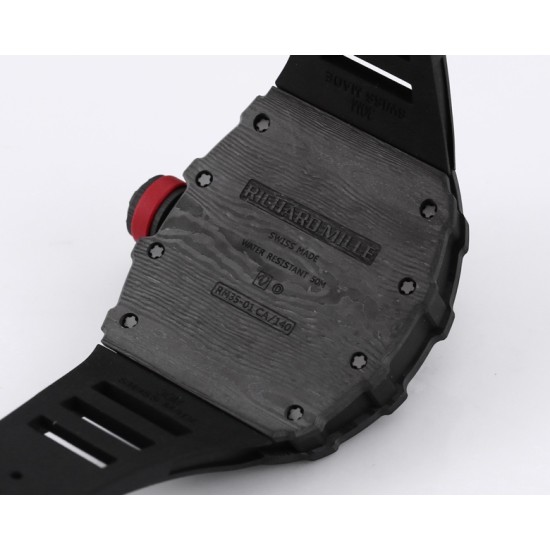 Richard Mille - RM35-01 44.5mm Skeleton NTPT Dial Black White Strap BBR RMUL3 Super Clone
