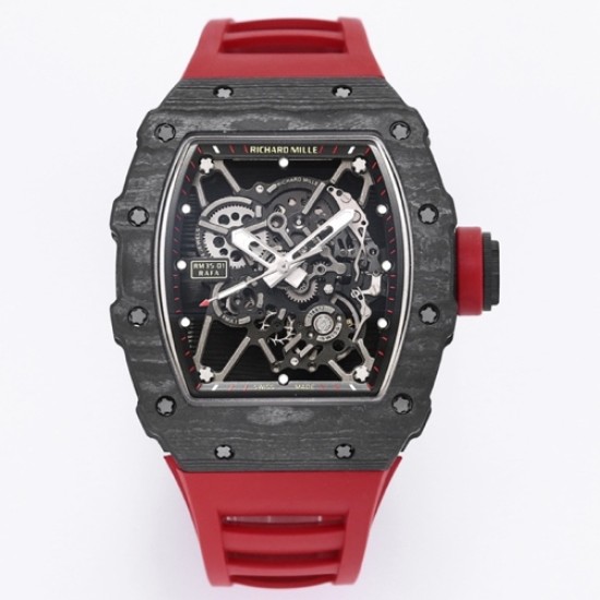 Richard Mille - RM35-01 44.5mm Skeleton NTPT Dial on Red Strap BBR RMUL3 Super Clone