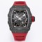 Richard Mille - RM35-01 44.5mm Skeleton NTPT Dial on Red Strap BBR RMUL3 Super Clone