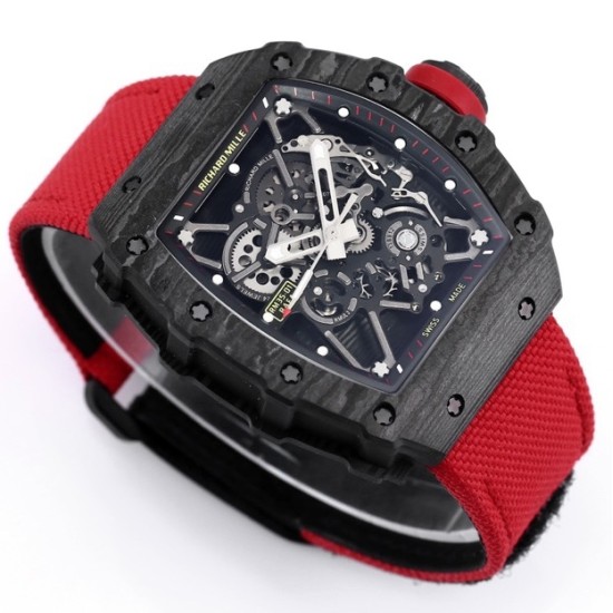 Richard Mille - RM35-01 44.5mm Skeleton NTPT Dial on Red Nylon Strap BBR RMUL3 Super Clone