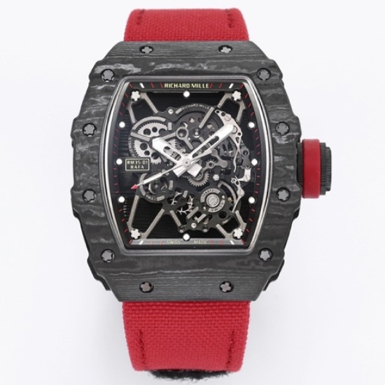 Richard Mille - RM35-01 44.5mm Skeleton NTPT Dial on Red Nylon Strap BBR RMUL3 Super Clone